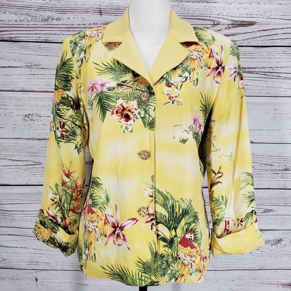 Nancy Bolen City Girl Women's Silk Birds of Paradise Blazer Jacket Size Small - Picture 2 of 16